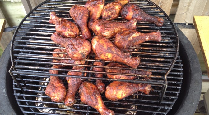 Glazed smoked chicken wings (or legs)
